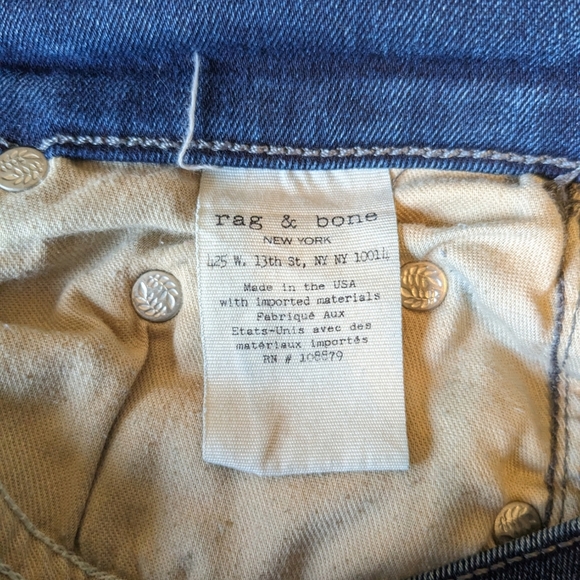 Rag & Bone dark blue stretch skinny jeans/Capri distressed/ raw hem/cuff 24"×27" - Picture 12 of 16